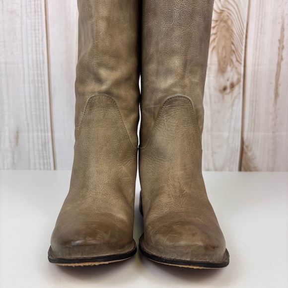 Frye Leather Boots Equestrian Low Heel Tall Riding Pull On Bike Boot Gray Sz 7.5 - Picture 6 of 16